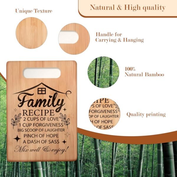 Cutting Board, Family Recipe Cutting Board Chopping Board, Gifts for Mom Dad Grandma Grandpa Wife Husband, Best Housewarming Gifts 2024, Bamboo Cutting Boards for Kitchen - Image 5