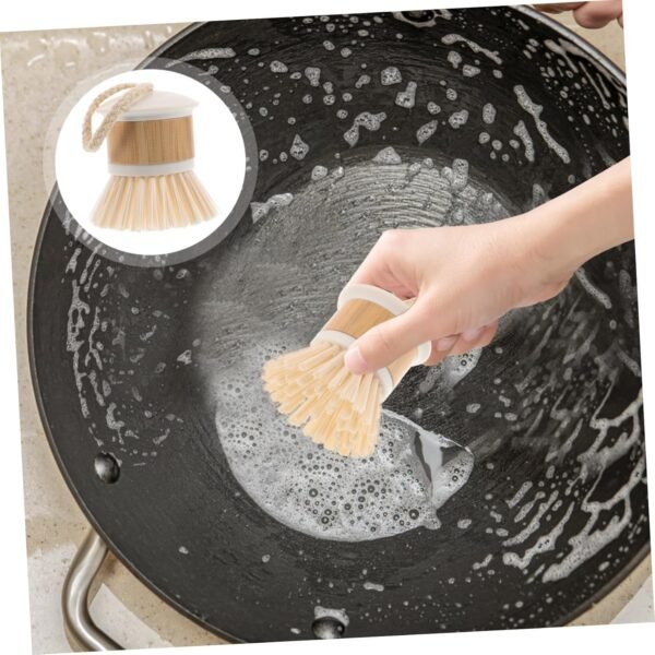 Dish Brush Wok Brush Dish Scrub Brush Pot Scrubber Dish Scrubber Brush Natural Dish Brush With Handle For Kitchen Cleaning Dishwashing Scrubbing Pots Pans White - Image 9