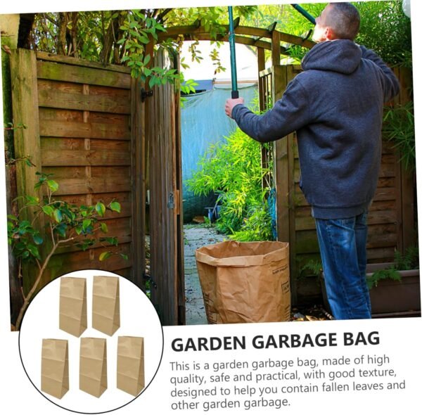 5pcs Kraft Paper Bag Bin Bag Sensor Bin Compost Canvas Kitchen Bin Outdoor Tote Bins Recycling Leaf Garden Bags Paper Shopping Bag Bread Bin Liners Nappy Storage Bag Yard Trash Bag - Image 6