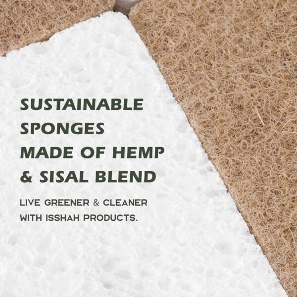 Plant-Based Kitchen Sponges - FSC Certified and PETA Approved, Natural, Eco-Friendly, Biodegradable Sisal Hemp Sponges for Dishes, Cleaning Sponge for Kitchen, Bathroom, Household - 12 Count - Image 4