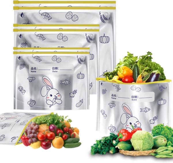 Reusable Food Storage Bags - 10 Pack Ziplock Aluminum foil bag Safe Freezer Bags, Leakproof Storage Gallon Bags, Reusable Food Bags, Snack Bags, Sealed Bag for Vegetable Fruit Meat (M 10pcs)