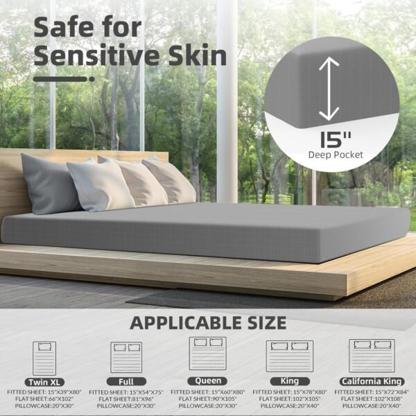 HLLBLL® Grounding Bedding Sheet Set, Bed Sheets and Pillowcase Set, 90% Organic Cotton+10% Pure Silver Organic Fitted Grounded Sheet for Improved Sleep, Pain Relief (Gray, King) - Image 6