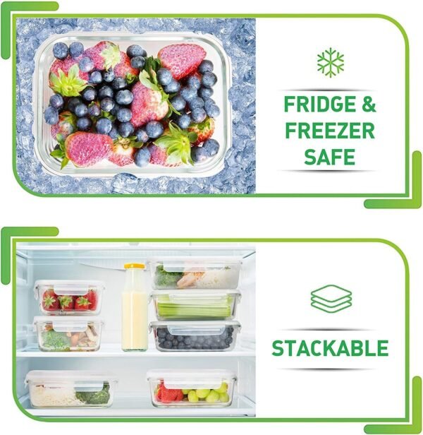 PrepNaturals 5 Pack 36 Oz Glass Meal Prep Containers - Dishwasher Microwave Freezer Oven Safe - Glass Storage Containers with Lids (Multi-Compartment) - Image 8