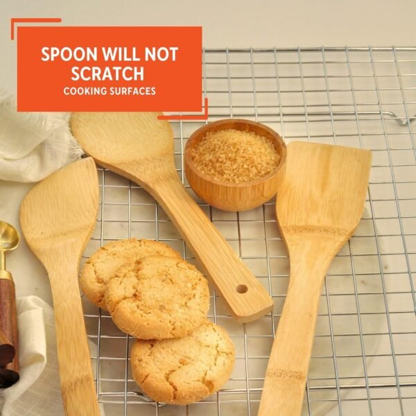 IMUSA USA Cookware Spoon Set 3-Piece, Bamboo - Image 4