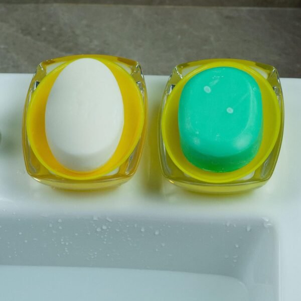 Soap Dishes 2PCS, Premium Soap Holder, Soap Saver Lightweight Portable Easy Cleaning Soap Box for Bathroom Shower Kitchen Washing Room Toilet,Soap Accessory Rack (Yellow) - Image 5