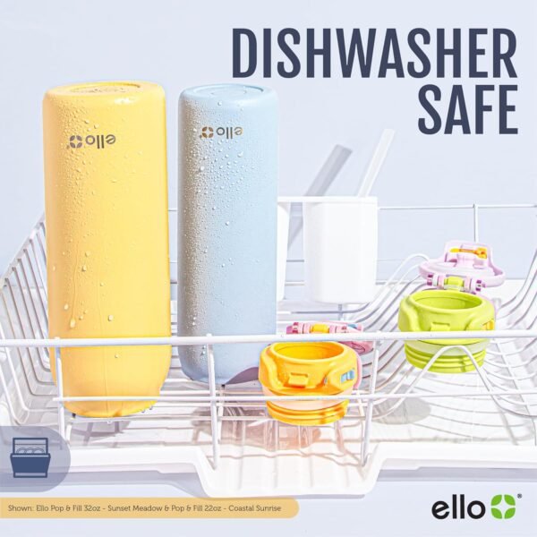 Ello Pop & Fill Stainless Steel Water Bottle with Quick Fill Technology, Double Walled Vacuum Insulated Metal, Leak Proof Locking Lid, Sip & Chug, BPA Free, Holiday Gift for Him Her, 22oz, 32oz, 40oz - Image 5