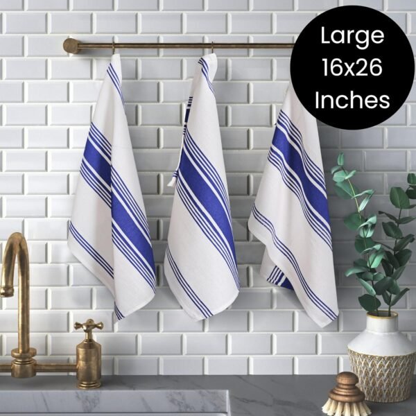 Blue Kitchen Towels Set - Pack of 6 Cotton Dish Towels for Drying Dishes 16x26 inch - Kitchen Hand Towels, Absorbent Tea Towels, Dish Towels for Kitchen, Quick Drying Kitchen Towel Set - Image 4