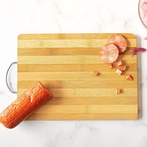 Cutting Boards for Kitchen - 13" x 10" Bamboo Cutting Boards with Hanging Hole for Kitchen, Square Long Grain Striped Brown Wood Butcher Block Cutting Board, Everyday Kitchen Charcuterie Display - Image 8