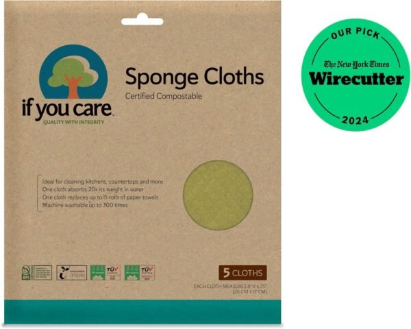 If You Care Sponge Cloths – 5 Count – 100% Natural Cleaning Rags for Kitchen, Bathroom, Home Countertop Surfaces – Absorbent, Reusable, Machine Washable, Compostable - Image 2