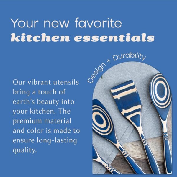 Exotic Pakkawood 7-Piece Kitchen Utensil Set - Spoon, Slotted Spoon, Spatula, Corner Spoon, Small Spoon, Small Spatula, & Spreader - Heat Resistant & Non-Stick Utensils - Image 5