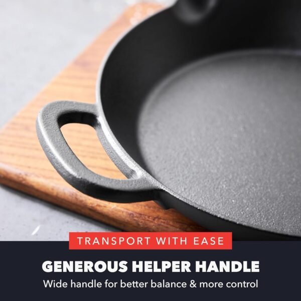 GreenPan x Bobby Flay 12” Cast Iron Pre-Seasoned Skillet with Helper Handle, Professional Grade Heavy Duty, Induction Suitable, Versatile Stovetop, Oven, BBQ, Fire & Grill, Indoor/Outdoor Use, Black - Image 9