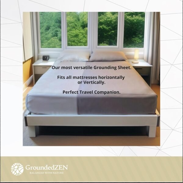 Premium Quality Grounding Flat Half Sheet - Organic Cotton with Conductive Silver Threads. Grounding Cord Included. Earth Connected. 35 x 122 inches. Universal Size Bed or Sofa. (Half Sheet) - Image 2