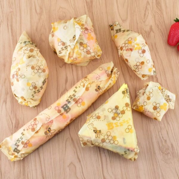 ERKOON Beeswax Food Wraps 1 Meter Roll 13 x 39 Inch Reusable Beeswax Wraps Eco-Friendly Sustainable Food Storage Wraps for Sandwich, Cheese, Fruit, Bread, Snacks (Bee Pattern) - Image 7
