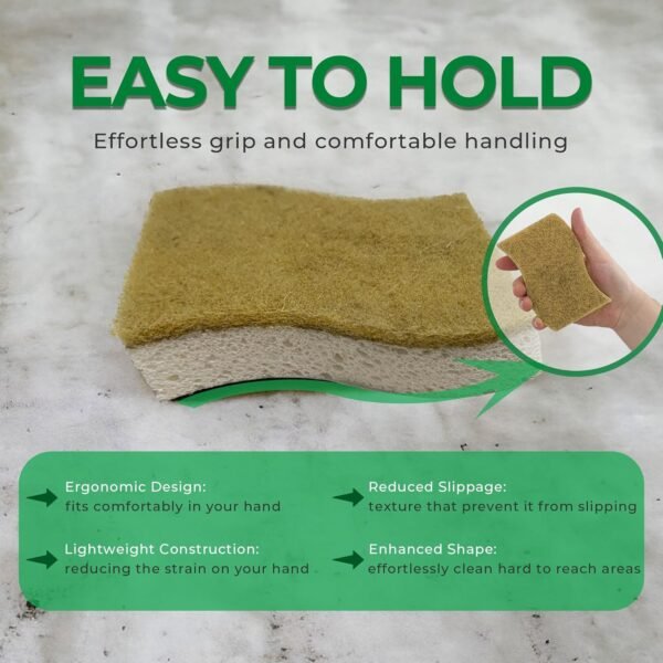 Rail Natural Kitchen Sponges - Effortless Scrub and Plant Based - Pack of 12 Biodegradable Wood Pulp Cleaning Sponges - Image 4