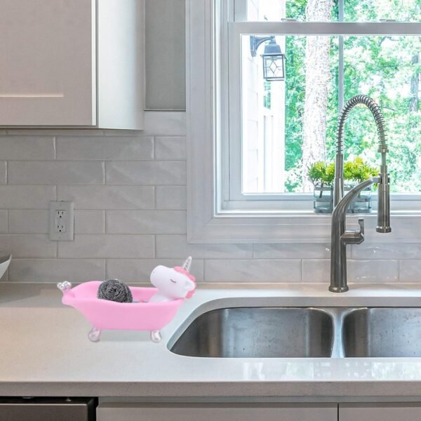 Soap Box Holder Cartoon Soap Holder Cow Unicorn Soap Case Cute Animal Bathtub Soap Box Bathroom Soap Tray for Home Hotel (Pink) Bathtub Soap Dish - Image 4