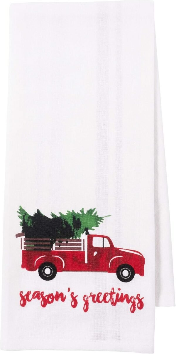 KAF Home Pantry Kitchen Holiday Dish Towel Set of 4, 100-Percent Cotton, 18 x 28-inch (Vintage Red Christmas Truck) - Image 2