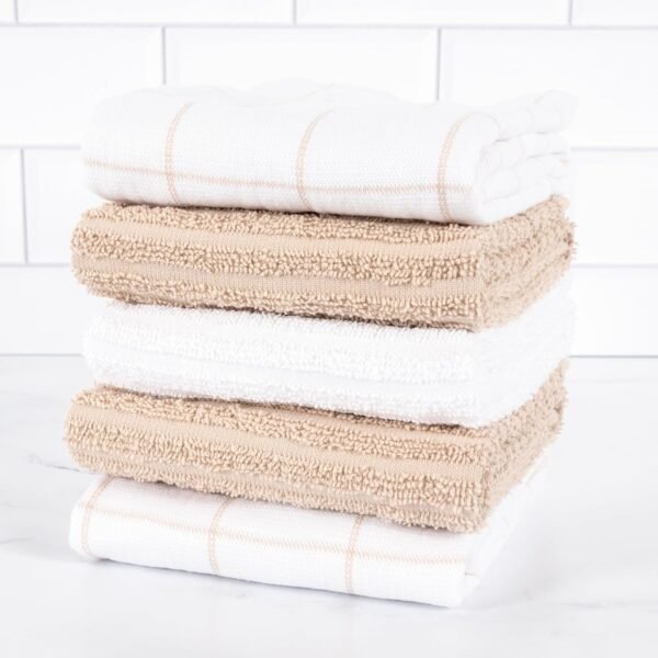 KAF Home Premium Dual Purpose Kitchen Towels (16”x 28”, 5 Pack) | Cotton Kitchen Hand Towels | Absorbent and Plush Dual Purpose Terry Dish Towel Set - Image 2