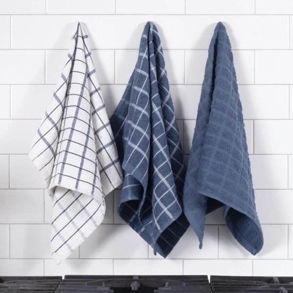 Ritz 100% Cotton Terry Kitchen Dish Towels, Highly Absorbent, 25” x 15”, 3-Pack, Federal Blue - Image 5