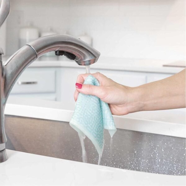 ELYN Swedish Dishcloths, Reusable & Washable Sponge Cloths, Absorbent Cleaning Paper Towels for Kitchen, Dishes, Counters and More, 5 Pack, Assorted Magnolia & Gingham Patterns - Image 5