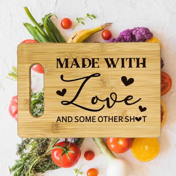 Made with Love Cutting Boards for Kitchen, House Warming Gifts New Home Women Couple, Bamboo Cutting Board, Fun Couples Gifts Decorative Cutting Boards for Kitchen,Fun Kitchen Gifts for Women - Image 3