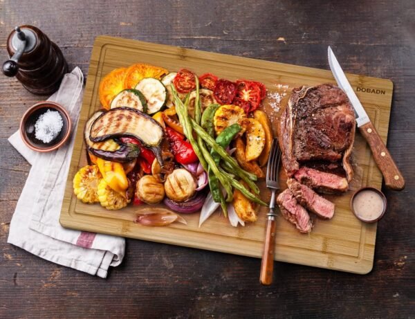 Bamboo Cutting Board Set for Kitchen,Set of 3 Chopping Boards with Juice Groove, Natural Wood Cutting Boards with Stainless Steel Holder, Cutting Board Set for Butcher Block, Cheese, Vegetables - Image 5