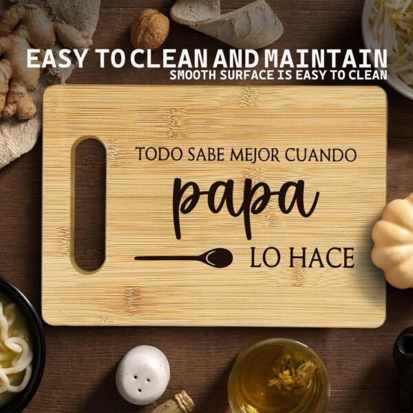 Papa Cutting Boards for Kitchen, Grandpa Bamboo Cutting Board, Todo Sabe Mejor Cuando Papa Lo Hace Decorative Cutting Board, Papa Gifts, Papa Gifts for Christmas, Gifts for Papa from Grandkids - Image 4