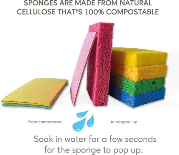 EPLANITA Pop-Up Sponges (5 Pack) Natural Cellulose, Compostable, Scratch-Free Cleaning for Kitchen & Bathroom, Washing Up, Eco Scrub, DIY Crafts - Image 4