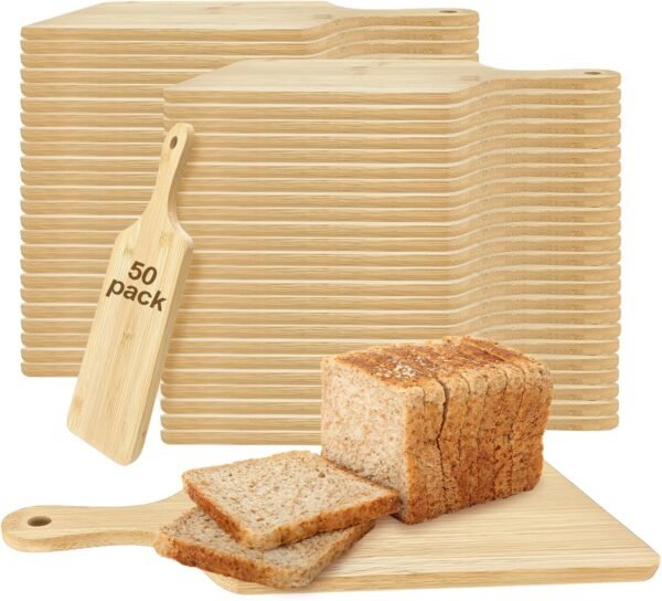 50 PCS Cutting Board Bulk Wood Chopping Board Laser Engraving Serving Board with Handle Charcuterie Boards for Customized Mother's Day Housewarming Gift 11" x 5" Bamboo