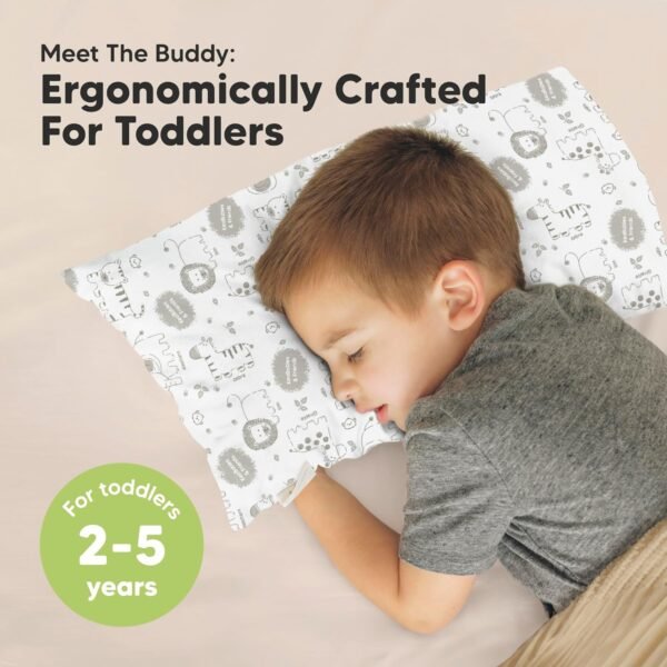 Toddler Pillow with Pillowcase - 10x18 My Little Dreamy Pillow, Organic Toddler Pillows for Sleeping, Kids Pillow, Small Pillows, Toddler Travel Pillows for Sleeping, Toddler Bed Pillows (KeaSafari) - Image 2