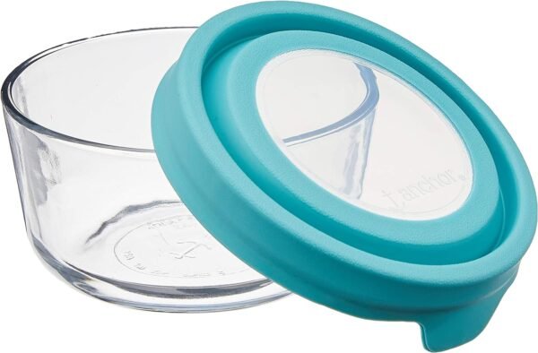 Anchor Hocking TrueSeal Round Glass Food Storage Containers with Airtight Lids, Mineral Blue, 6 Piece Set (3 Containers with Lids) - Image 4