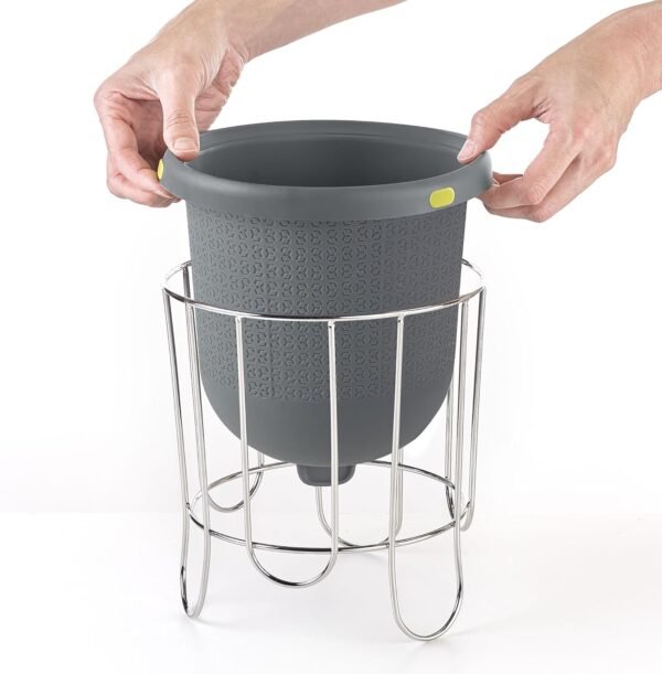 Polder Kitchen Composter-Flexible Silicone Bucket inverts for Emptying and Cleaning - no Need to Touch Contents- Adjustable lid for Ventilation & Airflow Control, Gray/Green - Image 5