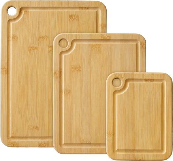 Totally Bamboo 3-Piece Bamboo Cutting Board Set with Juice Grooves; 3 Assorted Sizes of Bamboo Wood Cutting Boards for Kitchen
