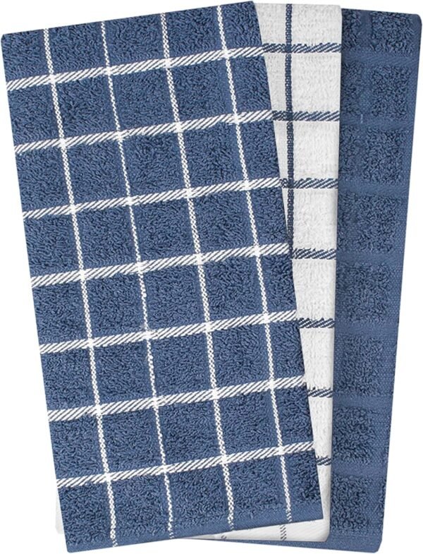 Ritz 100% Cotton Terry Kitchen Dish Towels, Highly Absorbent, 25” x 15”, 3-Pack, Federal Blue - Image 2