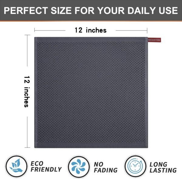 Kitinjoy 100% Cotton Kitchen Dish Cloths, 6 Pack Waffle Weave Ultra Soft Absorbent Dish Towels for Drying Dishes Quick Drying Kitchen Towels Dish Rags, 12 X 12 Inches, Dark Grey - Image 5