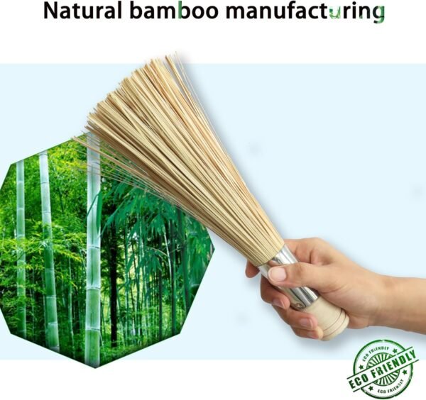 LSZSSJ9.84-inch Natural Bamboo Brush Kitchen Cleaning Brush, Used to Clean Grills, Pans, and stoves, Without damaging The Surface, 2 Bamboo Brushes - Image 3