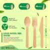 120 PCs Wooden Cutlery set | 6.5" Splinter Free Compostable Utensils, Biodegradable, Eco-Friendly | 100% All - Natural Bamboo Utensils for Outdoor, Party & More - Disposable Bamboo cutlery - Image 2