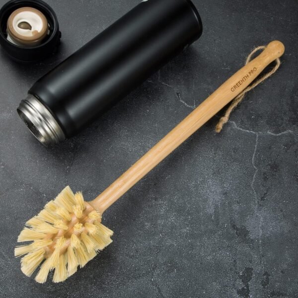 Nature Bamboo Bottle Brush with Sisal Bristle - Long Handle Hanging Design Cleaning Brush for Water Bottles Baby Bottles Sports Bottles Glasses Water Glasses Wine Glasses - Image 5