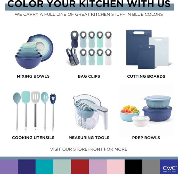 COOK WITH COLOR Non-Slip Cutting Board Set – Kitchen Essentials with Easy Grip Handle for Meat, Veggies, and Fruits, 3 Cutting Boards, Bamboo Non-Slip Light Blue - Image 8
