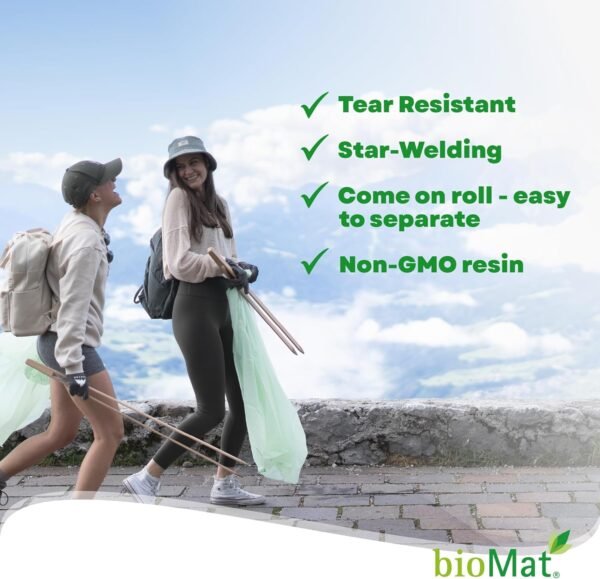 bioMat 35 Gallon Compostable Trash Bags; 30 Count, BPI ASTM D6400; Tear Resistant & Leak Proof Compostable Bags for Kitchen Compost Bin - Image 3