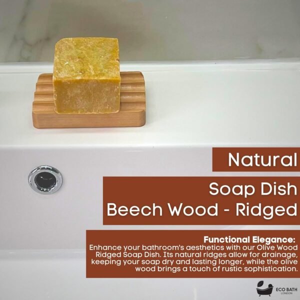 Beech Wood Ridged Soap Dish - Natural Wooden Soap Dish Holder for Bathroom, Eco-Friendly Bar Soap Holde - Image 2