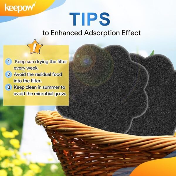 KEEPOW 12 Pack Garbage Can Deodorizer for Kitchen Compost Bin Countertop, Stick On Air Freshener for Trash Can, Activated Carbon Filter for Compost Pail Counter Refill Sets, Flower - Image 7