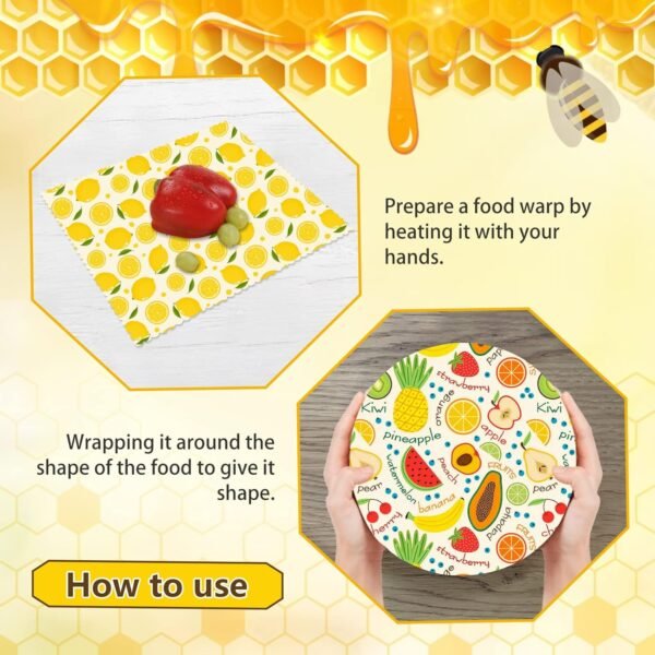 Reusable Beeswax Wrap, Beeswax Food Wraps, Eco-Friendly Bread Sandwich Wrapper, Organic, Sustainable, Biodegradable, Zero Waste, Includes 5S, 3M, 1L Size Wraps (Little flowers) - Image 4