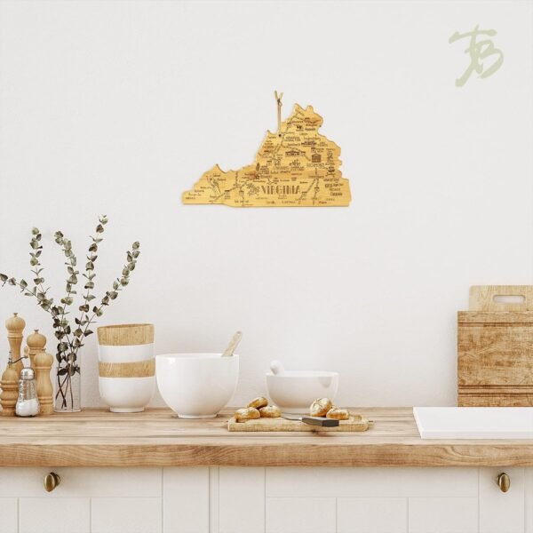 Totally Bamboo Destination Virginia State Shaped Serving and Cutting Board, Includes Hang Tie for Wall Display - Image 3