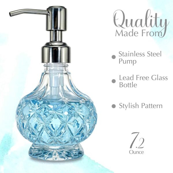 JASAI Clear Glass Small Soap Dispenser, Bathroom Soap Dispenser with Strudy Pump for Small Kitchen and Bathroom, Kitchen Soap for Lotions, Dish Soap, Hand Soap, Body Oil. - Image 2