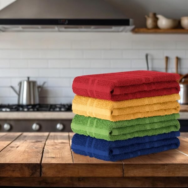 DecorRack Large Kitchen Towels, 15" x 25" Absorbent Dishcloths, 100% Cotton Hand Towels, Plaid Pattern Cleaning Rags, Assorted Set (Pack of 4) - Image 4