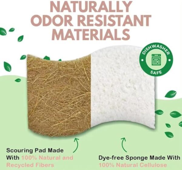 Earth Tone Compostable Sponge 12 Pack | Heavy Duty, Non-Scratch, Biodegradable, Natural Kitchen Sponges for Dish Washing | Plant-Based Walnut Scrubber - Image 6