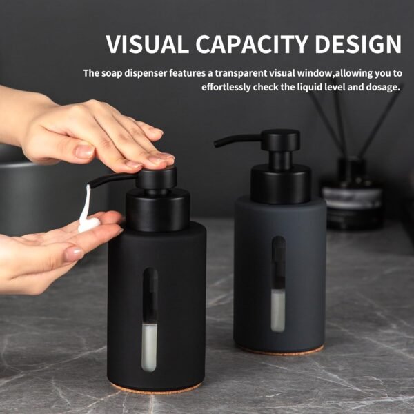 Enra Bathroom Soap Dispenser,12oz Glass Black Soap Dispenser Stainless Steel Liquid Pump,Refillable Hand Lotion Soap Dispenser for Bathroom Kitchen(Black) - Image 4