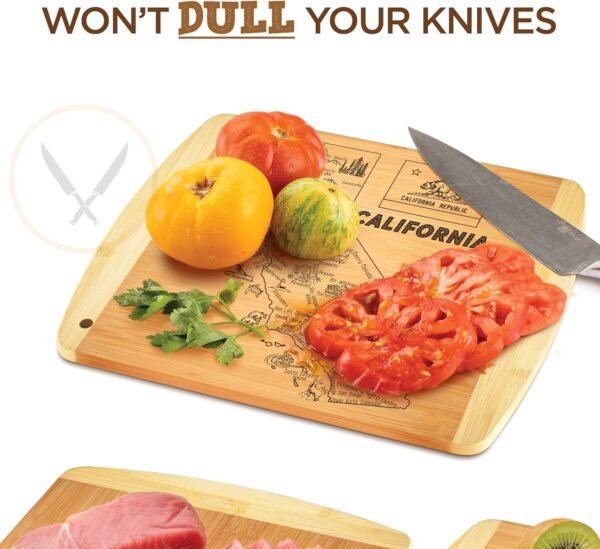California State Gift Cutting Board, 11" x 8.5" - Decoration & Small Charcuterie Serving Board for Snacks - Perfect Home & Kitchen Gift Featuring California State Map - Bamboo Wood Serving Board - Image 5