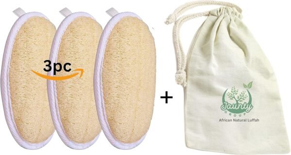 Jaunty Natural Loofah (3PC Pack) Sponge Exfoliating Body Scrubber Made with Eco-Friendly and Biodegradable Suitable for Women, Babies and Men, - Image 2