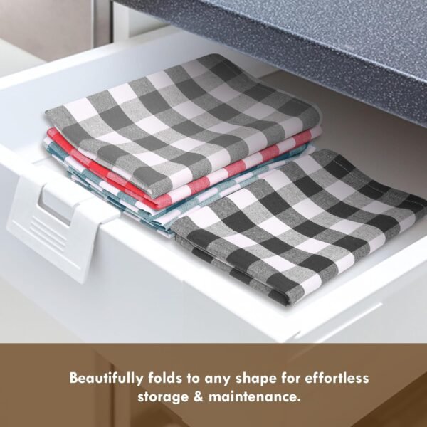 Gingham Buffalo Check Kitchen Towels, 4 Pack, 16x26 Inches, 100% Cotton - Super Absorbent, Quick Drying, Hand Towels for Drying Dishes, Dish Cleaning Towels with Hanging Loop, Multi - Image 3